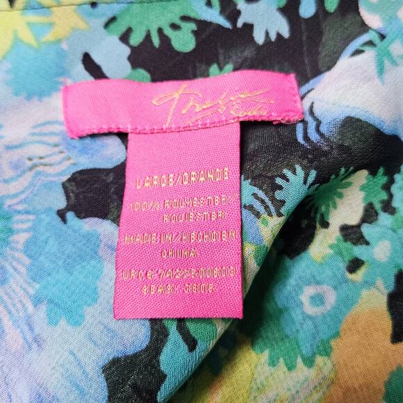 THALIA SODI FLORAL SUMMER DRESS Large Adjust Strap KNEE LENGTH TRIPLE LAYER - Picture 6 of 8